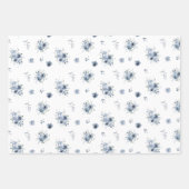 Dusty Blue Waterverf Floral Inpakpapier Vel (Voorkant 2)