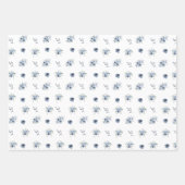 Dusty Blue Waterverf Floral Inpakpapier Vel (Voorkant)