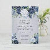 Dusty Blue Waterverf Floral Kaart (Staand voorkant)