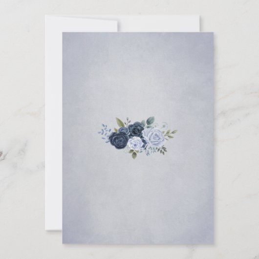Dusty Blue Waterverf Floral Kaart (Achterkant)