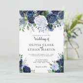 Dusty Blue Waterverf Floral Kaart (Staand voorkant)