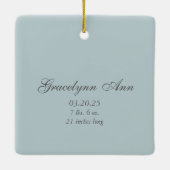 Dusty Blue Waterverf Floral Lijst Foto Keramisch Ornament (Achterkant)