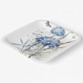 Dusty Blue Waterverf Floral Papieren Bordje (Gebogen)