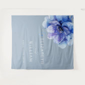 Dusty Blue Waterverf Floral Photo Booth Achtergron Wandkleed (Voorkant (horizontaal))
