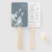 Dusty Blue Waterverf Floral Program Fans Handwaaier (Voorkant en achterkant)