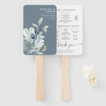 Dusty Blue Waterverf Floral Program Fans