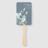Dusty Blue Waterverf Floral Program Fans Handwaaier (Voorkant)