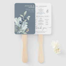 Dusty Blue Waterverf Floral Program Fans