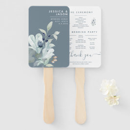 Dusty Blue Waterverf Floral Program Fans Handwaaier
