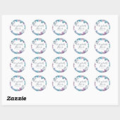 Dusty Blue Waterverf Floral Ronde Sticker (Vel)