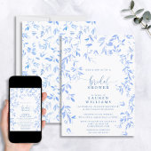 Dusty Blue Waterverf Floral Script Vrijgezellenfee Kaart