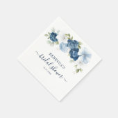 Dusty Blue Waterverf Floral Script Vrijgezellenfee Servet (Hoek)