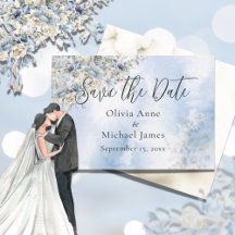 Dusty Blue Waterverf Floral Script Wedding
