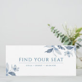 Dusty Blue Waterverf Floral Seating Chart Header (Staand voorkant)