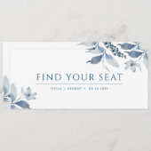 Dusty Blue Waterverf Floral Seating Chart Header (Voorkant / Achterkant)