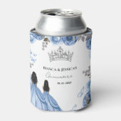 Dusty Blue Waterverf Floral Twin Quinceañera Blikjeskoeler (Blikje Voorkant)