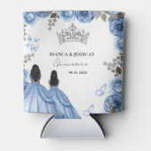 Dusty Blue Waterverf Floral Twin Quinceañera Blikjeskoeler (Voorkant)