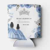 Dusty Blue Waterverf Floral Twin Quinceañera Blikjeskoeler (Achterkant)