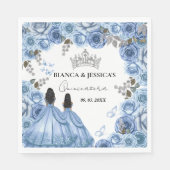 Dusty Blue Waterverf Floral Twin Quinceañera Servet (Voorkant)