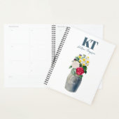 Dusty Blue Waterverf Floral  Vase Monogram Planner (Display)