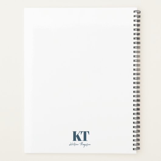 Dusty Blue Waterverf Floral  Vase Monogram Planner (Achterkant)