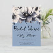 Dusty Blue Waterverf Floral Vrijgezellenfeest Kaart (Staand voorkant)