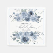 Dusty Blue Waterverf Floral Vrijgezellenfeest Napk Servet (Voorkant)