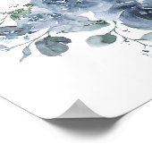 Dusty Blue Waterverf Floral Vrijgezellenfeest Poster (Hoek)