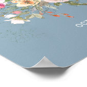 Dusty Blue Waterverf Floral Vrijgezellenfeest Welk Poster (Hoek)