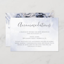Dusty Blue Waterverf Floral Wedding Accommodatie Informatiekaartje