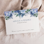 Dusty Blue Waterverf Floral Wedding Advieskaart<br><div class="desc">Moedig huwelijksgasten aan om woorden van wijsheid en beste wensen voor de bruid en de bruidegom achter te laten met deze bloemige advieskaarten. Ze zijn voorzien van een uitsteeksel bovenrand van blauwe waterverf bloemen. De tekst kan met uw aangewezen rubriek en de namen van de bruid en de groom worden...</div>