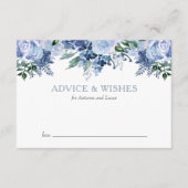 Dusty Blue Waterverf Floral Wedding Advieskaart (Voorkant)