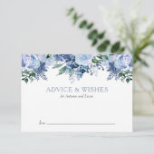 Dusty Blue Waterverf Floral Wedding Advieskaart (Staand voorkant)