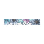 Dusty Blue Waterverf Floral Wedding Belly Band Uitnodigingen Wikkel (Vlak)