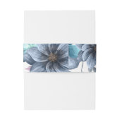 Dusty Blue Waterverf Floral Wedding Belly Band Uitnodigingen Wikkel (Achterkant Voorbeeld)