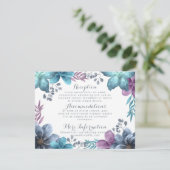 Dusty Blue Waterverf Floral Wedding Enclosure Informatiekaartje (Staand voorkant)