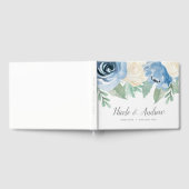 Dusty Blue Waterverf Floral Wedding Gastenboek (Volledig)