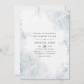Dusty Blue Waterverf floral Wedding Invitation Kaart (Voorkant)
