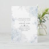 Dusty Blue Waterverf floral Wedding Invitation Kaart (Staand voorkant)