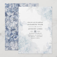 Dusty Blue Waterverf floral Wedding Invitation
