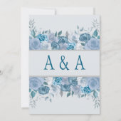 Dusty Blue Waterverf Floral Wedding Invitation Kaart (Achterkant)