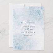 Dusty Blue Waterverf floral Wedding Invitation Kaart (Voorkant)