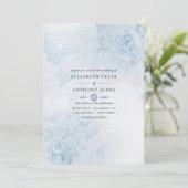 Dusty Blue Waterverf floral Wedding Invitation Kaart (Staand voorkant)