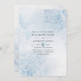 Dusty Blue Waterverf floral Wedding Invitation Kaart