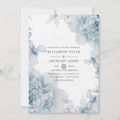 Dusty Blue Waterverf floral Wedding Invitation Kaart (Voorkant)