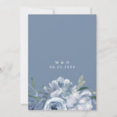 Dusty Blue Waterverf Floral Wedding Invitation Kaart (Achterkant)