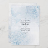 Dusty Blue Waterverf floral Wedding Invitation Kaart (Voorkant / Achterkant)