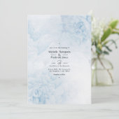 Dusty Blue Waterverf floral Wedding Invitation Kaart (Staand voorkant)