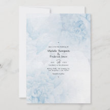 Dusty Blue Waterverf floral Wedding Invitation