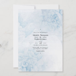 Dusty Blue Waterverf floral Wedding Invitation Kaart